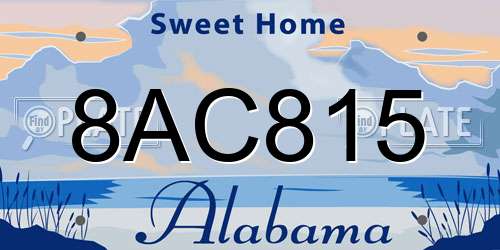 8AC815 Alabama License Plate