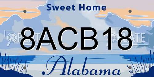8ACB18 Alabama License Plate