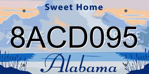 8ACD095 Alabama License Plate