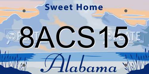 8ACS15 Alabama License Plate