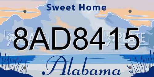 8AD8415 Alabama License Plate