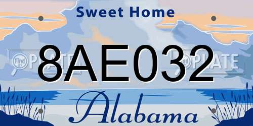 8AE032 Alabama License Plate