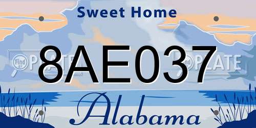 8AE037 Alabama License Plate