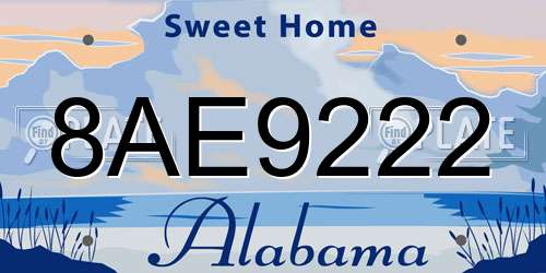 8AE9222 Alabama License Plate