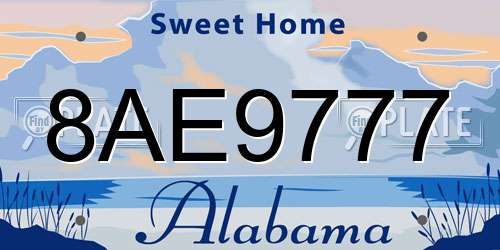 8AE9777 Alabama License Plate
