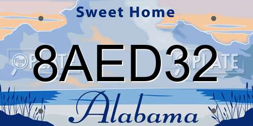 8AED32 Alabama License Plate