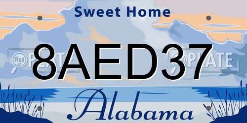 8AED37 Alabama License Plate