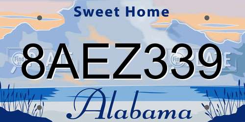 8AEZ339 Alabama License Plate