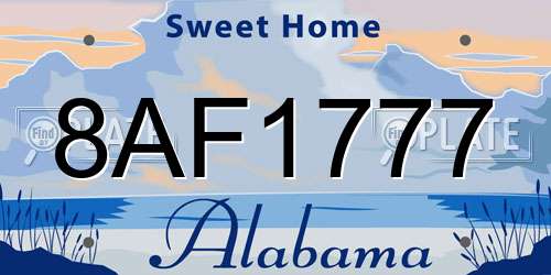 8AF1777 Alabama License Plate