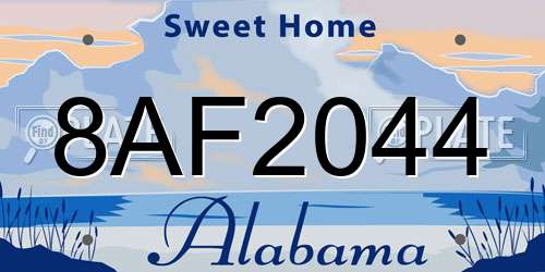 8AF2044 Alabama License Plate