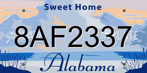 8AF2337 Alabama License Plate
