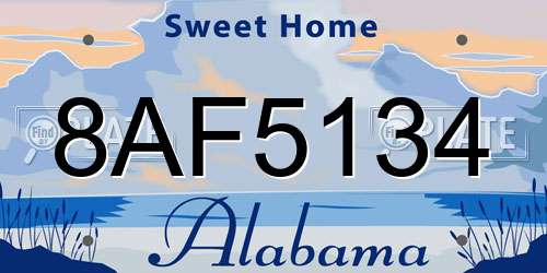 8AF5134 Alabama License Plate