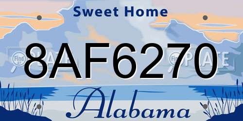 8AF6270 Alabama License Plate