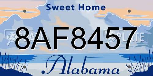 8AF8457 Alabama License Plate