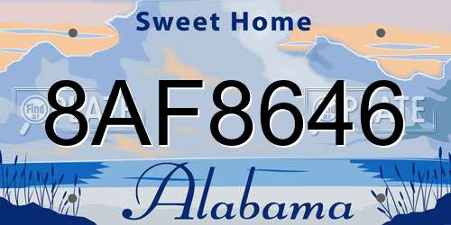 8AF8646 Alabama License Plate