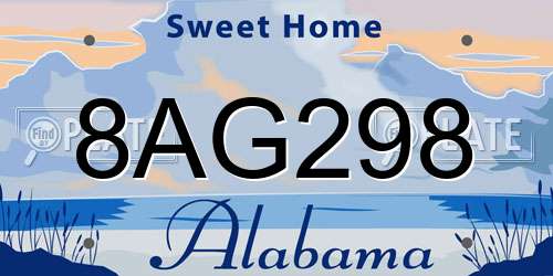 8AG298 Alabama License Plate