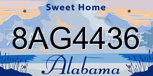 8AG4436 Alabama License Plate
