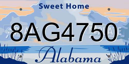 8AG4750 Alabama License Plate