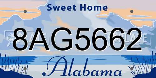 8AG5662 Alabama License Plate