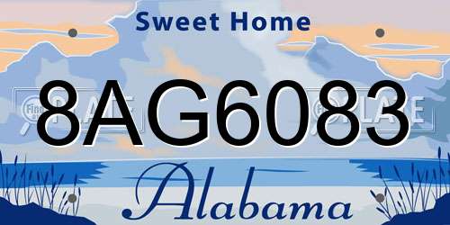 8AG6083 Alabama License Plate