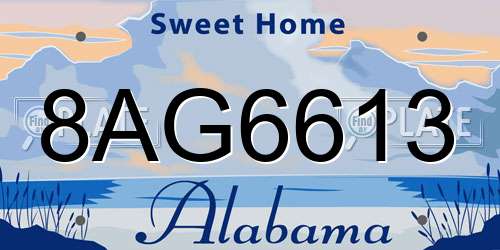 8AG6613 Alabama License Plate