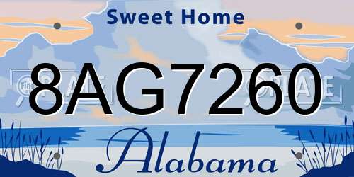 8AG7260 Alabama License Plate