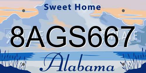 8AGS667 Alabama License Plate