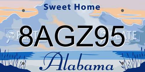 8AGZ95 Alabama License Plate
