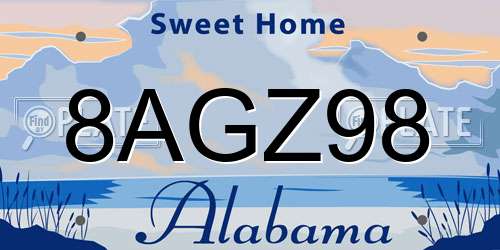 8AGZ98 Alabama License Plate
