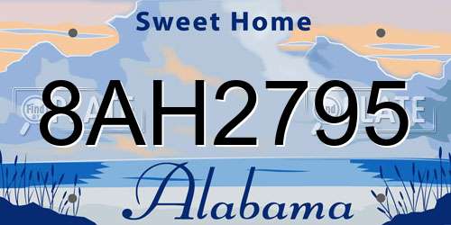 8AH2795 Alabama License Plate