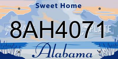 8AH4071 Alabama License Plate