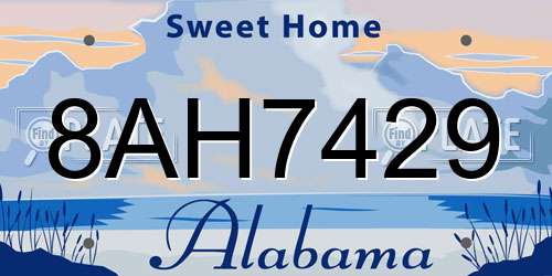 8AH7429 Alabama License Plate