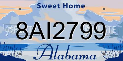8AI2799 Alabama License Plate
