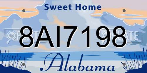 8AI7198 Alabama License Plate