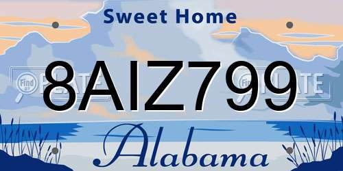 8AIZ799 Alabama License Plate