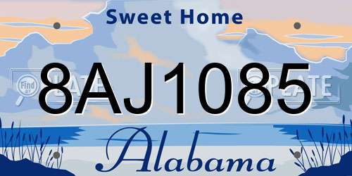 8AJ1085 Alabama License Plate