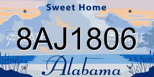 8AJ1806 Alabama License Plate