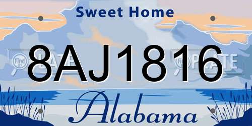 8AJ1816 Alabama License Plate