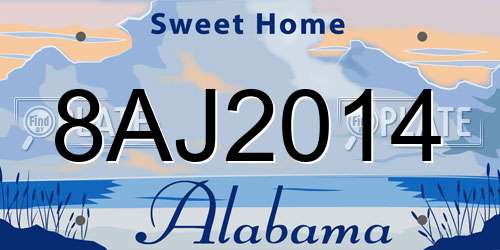 8AJ2014 Alabama License Plate
