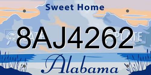 8AJ4262 Alabama License Plate