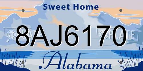 8AJ6170 Alabama License Plate