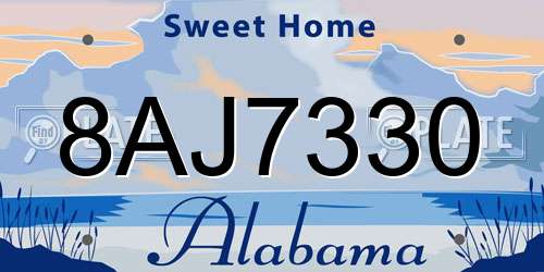 8AJ7330 Alabama License Plate