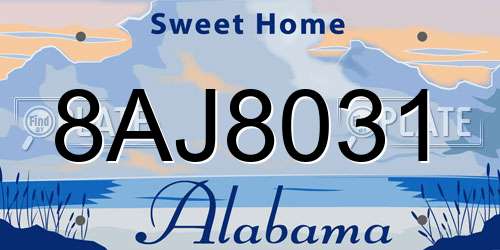 8AJ8031 Alabama License Plate