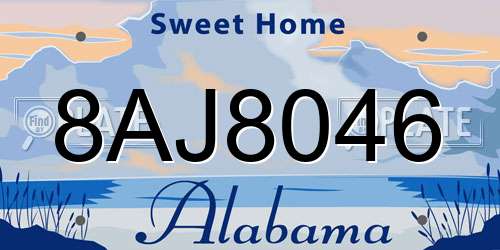 8AJ8046 Alabama License Plate