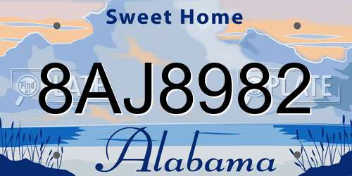 8AJ8982 Alabama License Plate