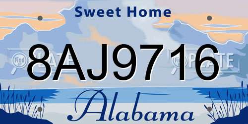 8AJ9716 Alabama License Plate