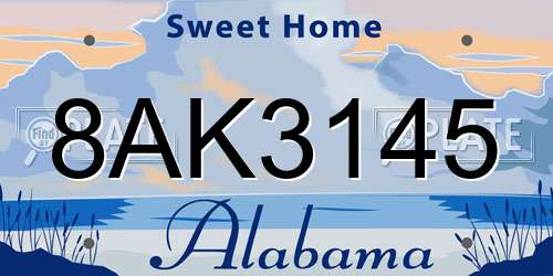 8AK3145 Alabama License Plate