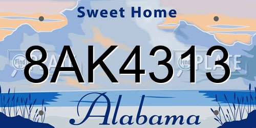 8AK4313 Alabama License Plate