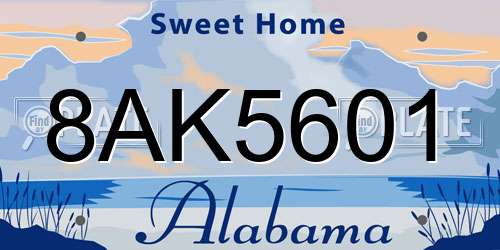 8AK5601 Alabama License Plate