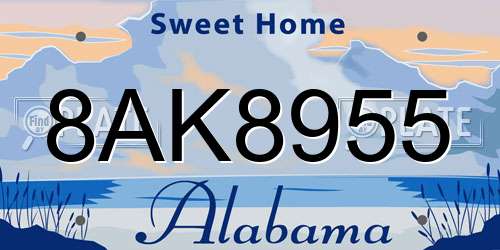8AK8955 Alabama License Plate